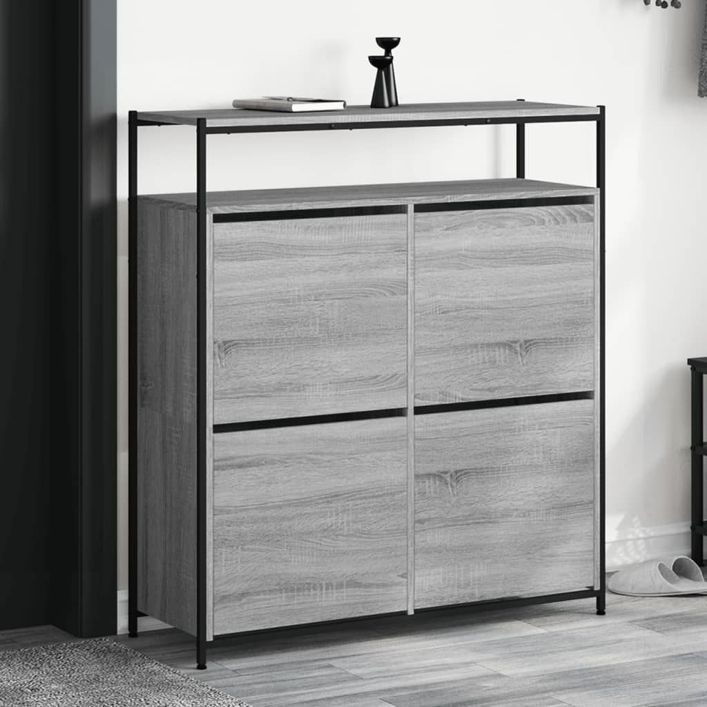 vidaXL Skriňa na topánky so 4 chlopňami Grey Sonoma Obrázok produktu 