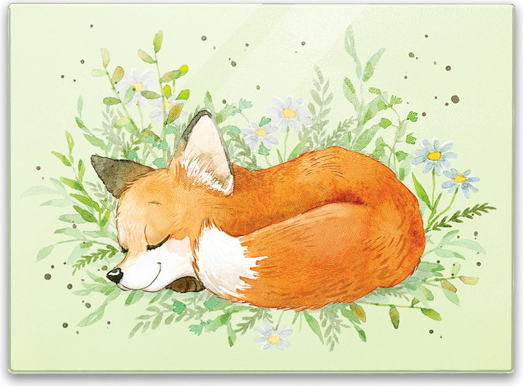 Fuchs Schneidebrett aus Glas in 39x28cm
