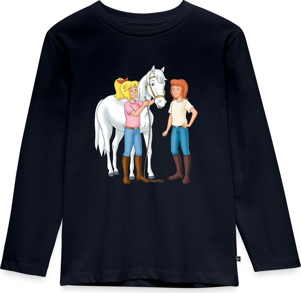 Spreadshirt Bibi Und Tina Kümmern Sich Um Sabrina Kinder Premium Langarmshirt, 98/104 (2 Jahre), Navy