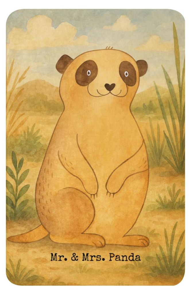 Mr. & Mrs. Panda Tagesdecke Erdmännchen Design 100 x 150 cm - Weiß - Geschenk, Reisen, Kuscheldecke, Flauschdecke, Traveling, Afrika, Heimdecke, ...