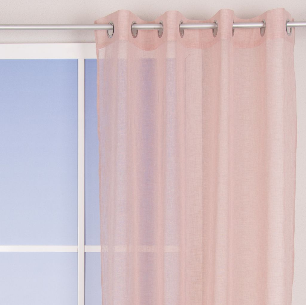 Ösengardine Leinenoptik uni rosa 140x260cm Produktbild 