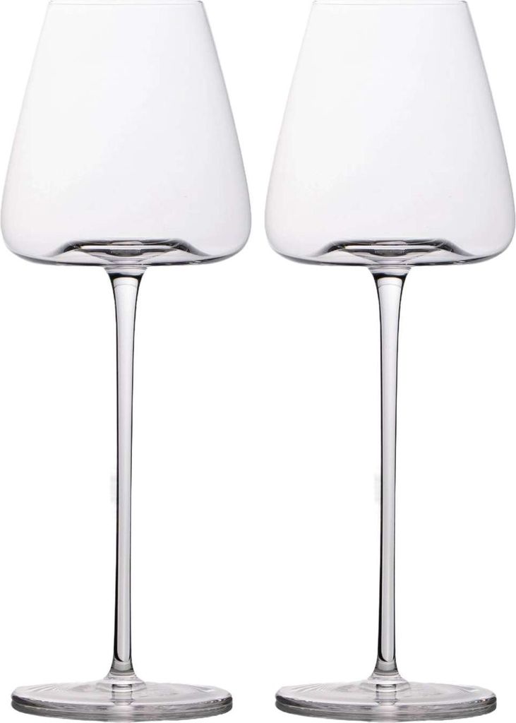 Intirilife 2x Wein Glas mit modernem Design - 500 ml Füllmenge - Weißwein Rotwein Glas Kelch Spülmaschinenfest Kristallglas stoßfest