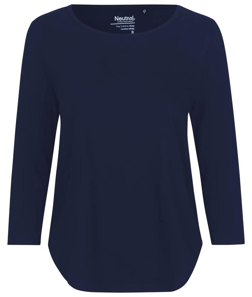 Neutral - T-Shirt für Damen 3/4 Ärmel LT3854 (XXL) (Marineblau)