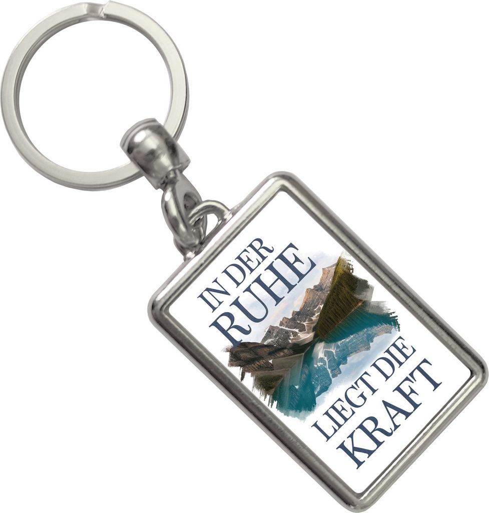 Ruhe ist Kraft Schlüsselanhänger See und Berglandschlaft