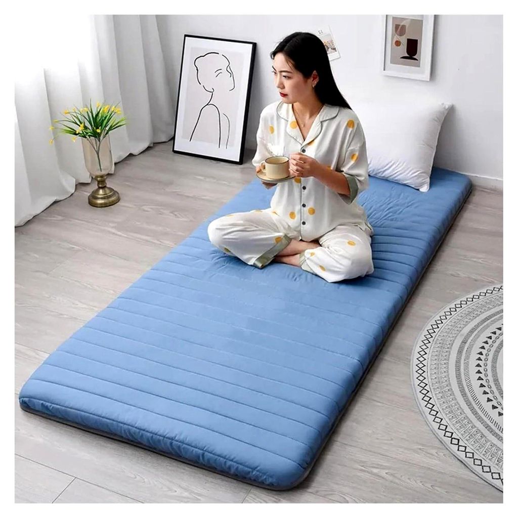 Verdickte 5 cm Einzelbodenmatratze, weiche japanische Tatami-Matte, tragbar, aufrollbar, zusammenklappbare Schlafunterlage für Zuhause, Camping, C...