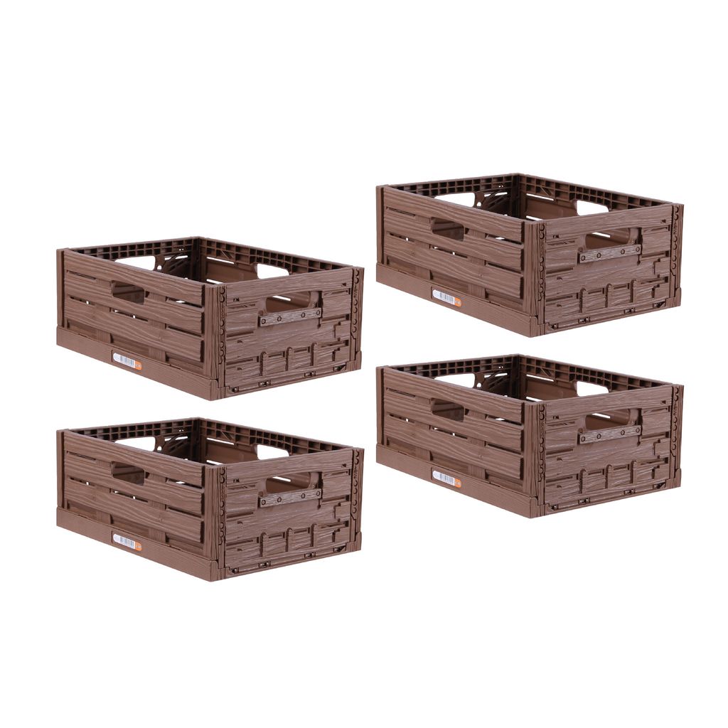 Stabile Faltbox 4er Pack Holzdesign 40 x 30