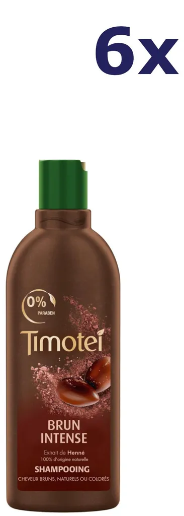 Shampooing Timotei Brun Intense de 300 ml avec reflets chauds pack 6