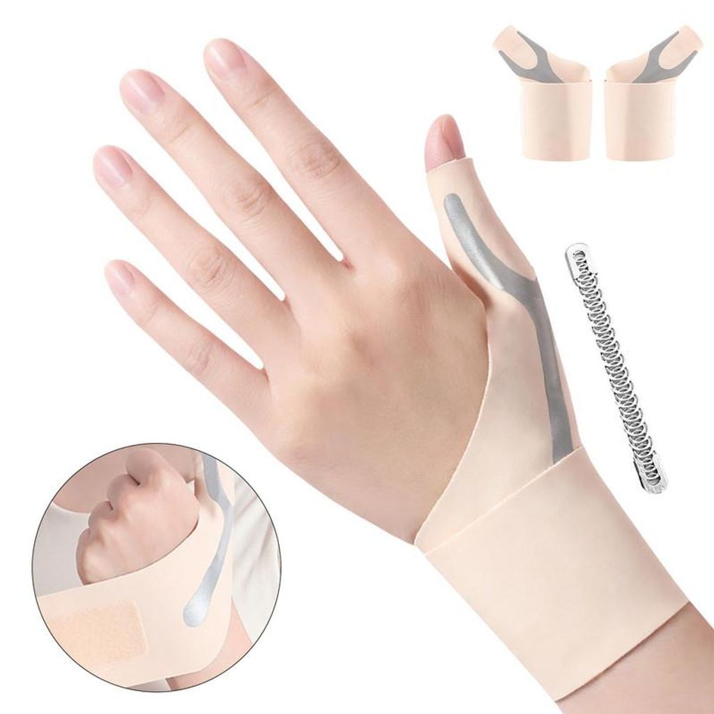 Daumensattelgelenk Bandagen,2 PCS Elastische Daumen Handgelenkschiene Kompressionshülse für Damen & Herren, M,Beige