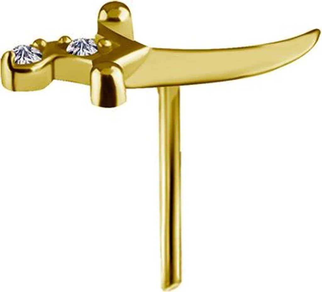 Piercing hypoallergénique doré en CoCr NF à clipser avec zircone chic