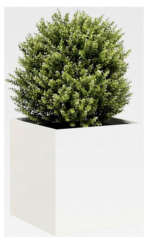 Blumenkästen, Weiß, 40 x 40 x 40 cm, kaltgewalzter Stahl, Hochbeet, für Garten, Pflanzgefäß, für Blumen, Sukkulenten, Terrasse, Balkon
