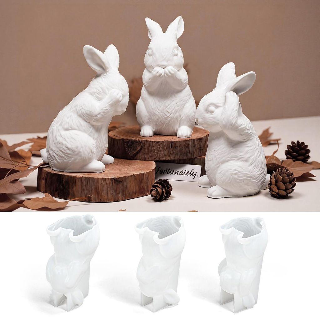 Silikonformen zum Gießen eines Osterhasen (3D-Kaninchen) für Gipsfiguren, Kerzen und Ostergeschenke.