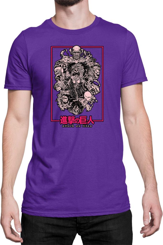 Herren T-Shirt Japan Anime Manga Attack Anime On Titan Titans 01 Allmighty Titans, Man M / Lila