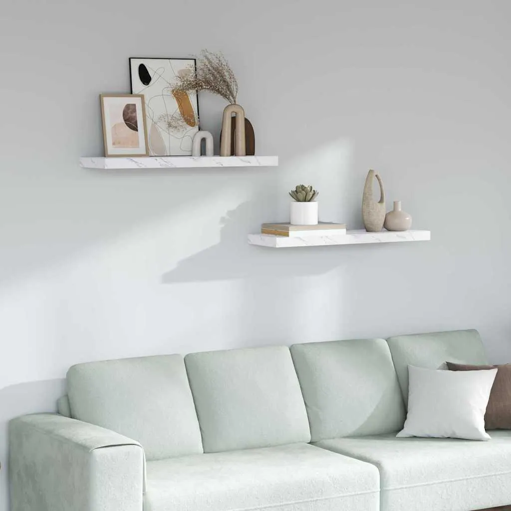 Maison Exclusive - Mensola da parete 2 pezzi Marmo bianco 80 x 23,5 x 4 cm Materiale ligneo