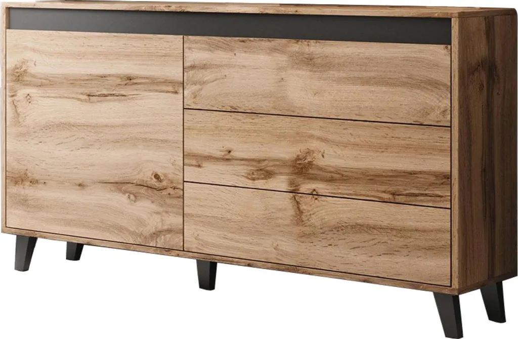 Buffet bas de salon 138 cm idéal pour rangement vaisselle bois et noir