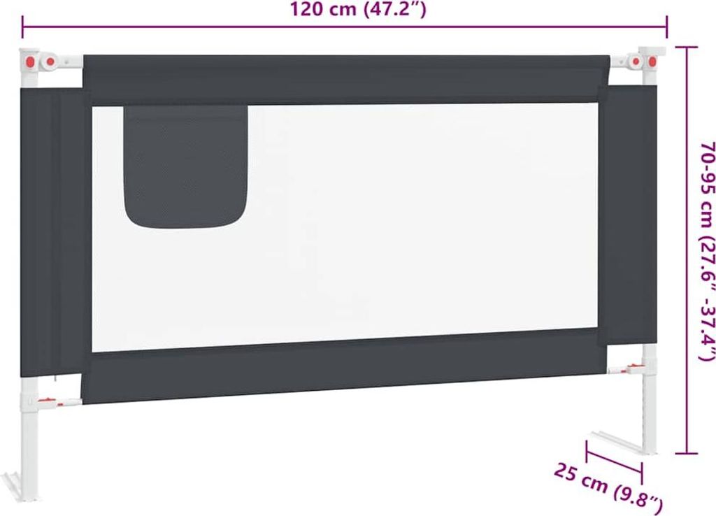 vidaXL Kleinkind-Bettschutzgitter Dunkelgrau 120x25 cm Produktbild 