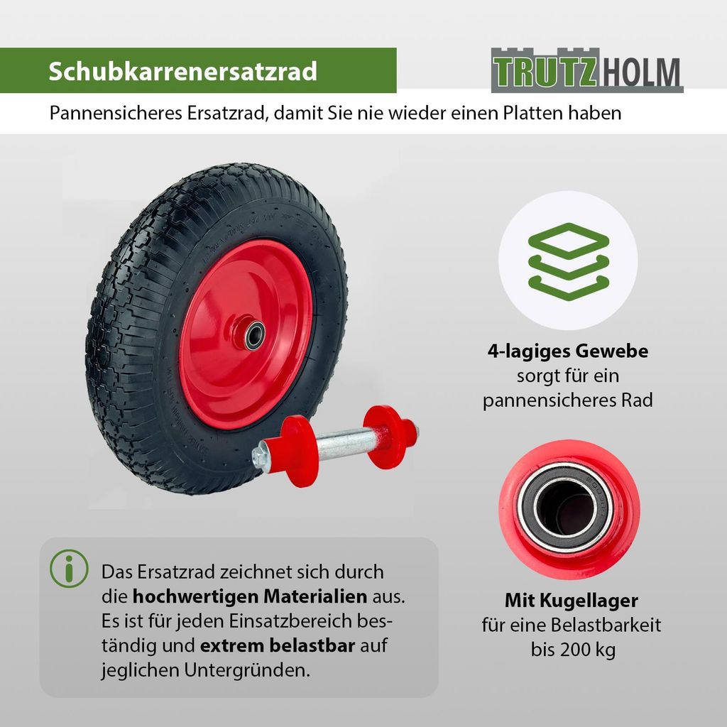 Schubkarrenrad 390x95 mm 4.80 4.00-8  luftbereifung inkl. Produktbild 5