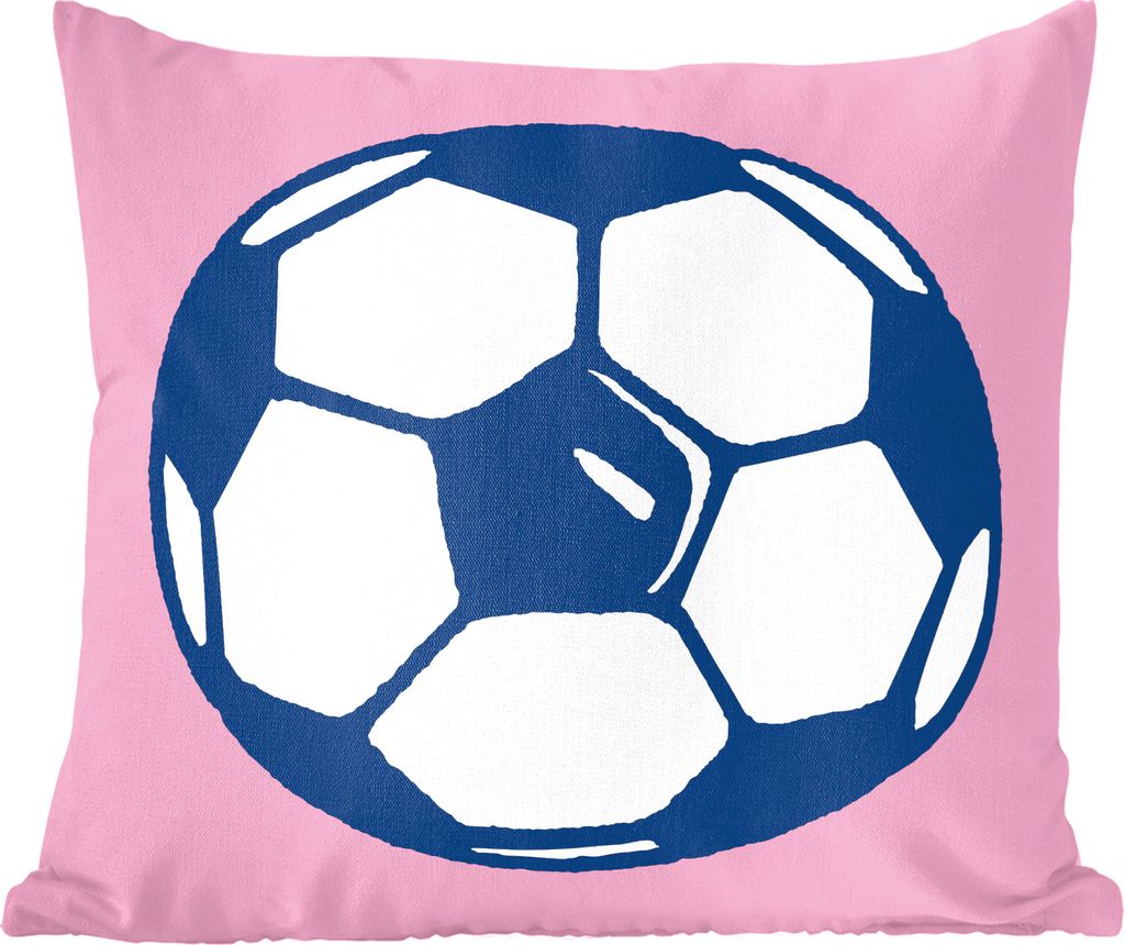 MuchoWow Zierkissen Sofakissen Wohnzimmer Dekokissen 60x60 cm Eine Illustration von einem Fußball auf einem rosa Hintergrund - Jungen - Mädchen...