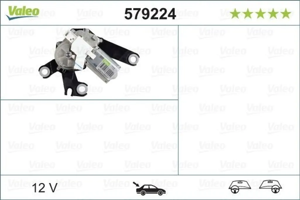 Moteur essuie-glace arrière 6405 F6 Valeo pour Peugeot 206 Van et SW
