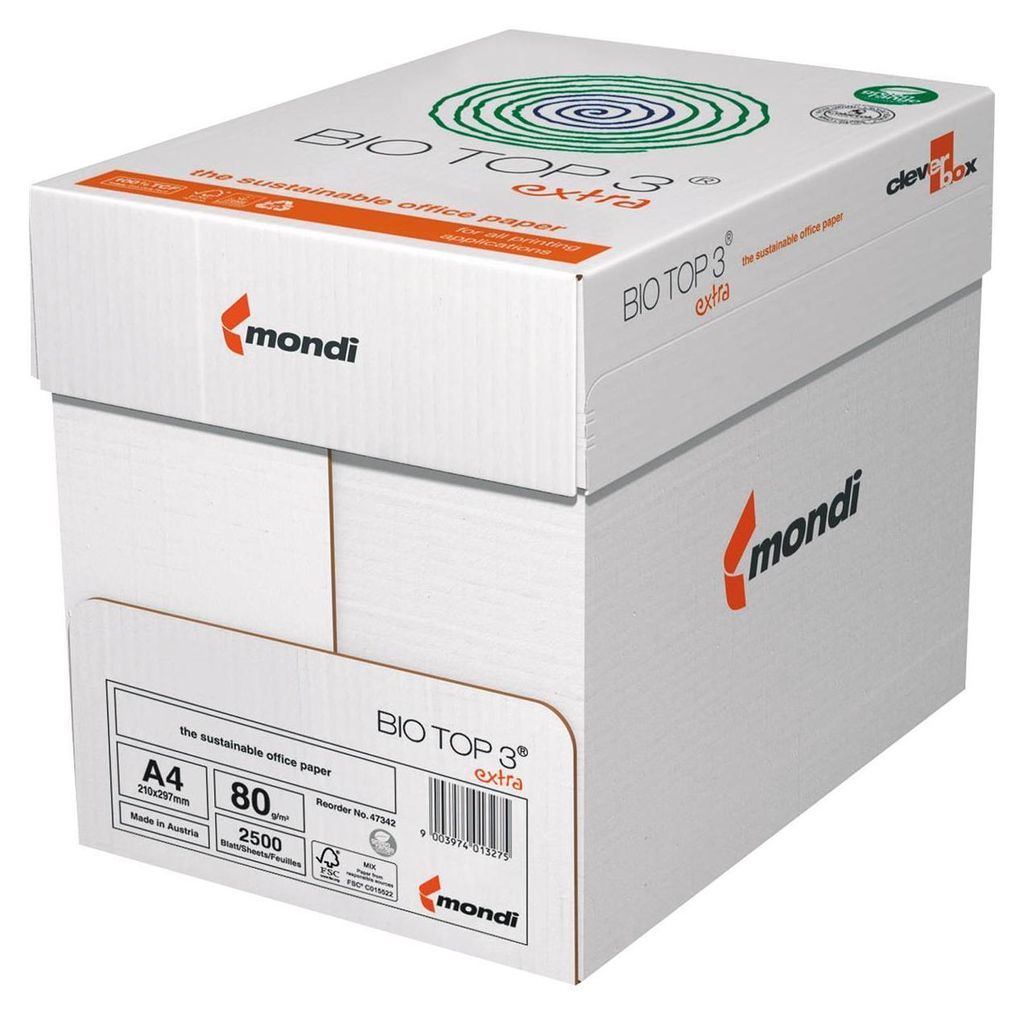 Biotop 3 Papier 180029916 DIN A4 80g weiß 2.500 Bl./Pack. Immagine del prodotto 