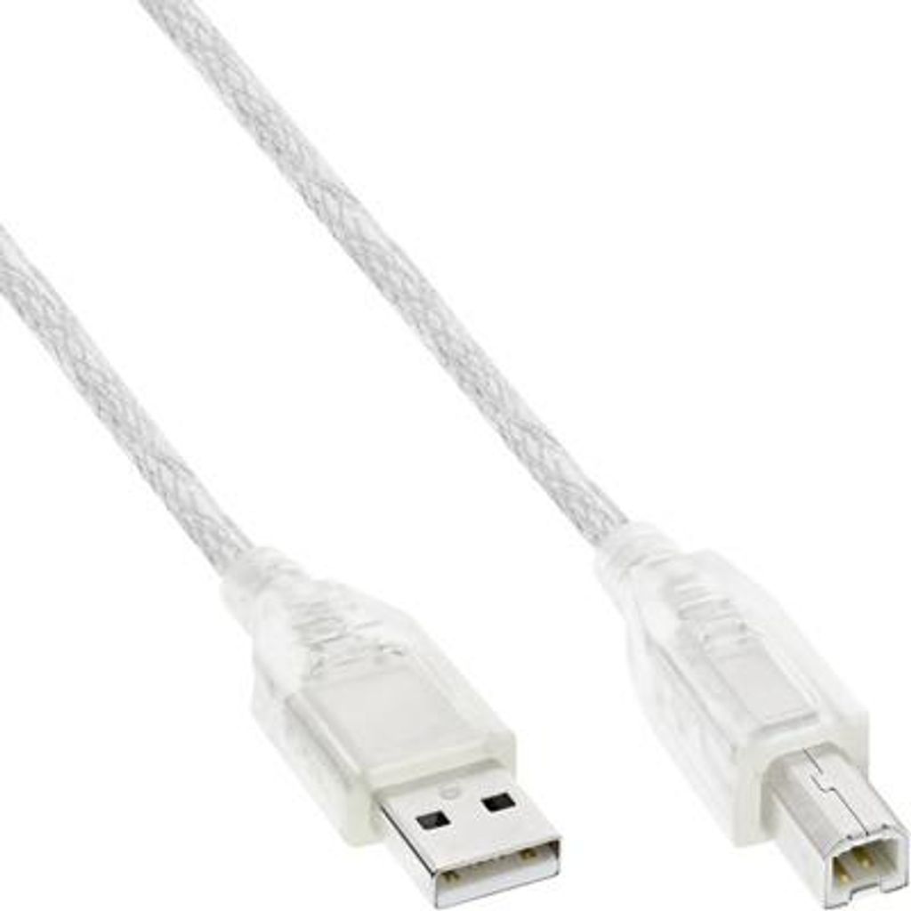 InLine USB 2.0 Kabel, A an B, transparent, 1m