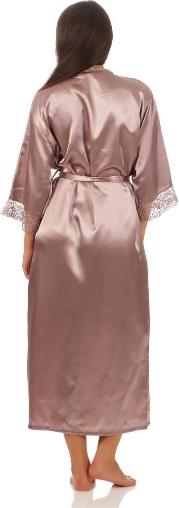 Damen langes Kimono Seidenrobe Morgenmantel; Cappucino S
