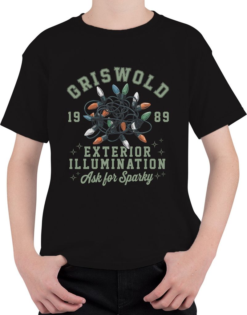 Griswold Exterior Illumination Lichterkette Grün - Weihnachten Christmas Xmas Uni Kinder T-Shirt, Schwarz, 128