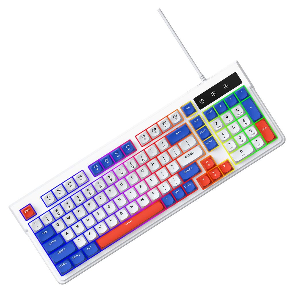 Gaming-Tastatur- und Maus-Set mit RGB-Hintergrundbeleuchtung, 98 Tasten, kompaktes Layout mit Multimedia-Schnelltasten, kabelgebunden, USB-Anschlus...