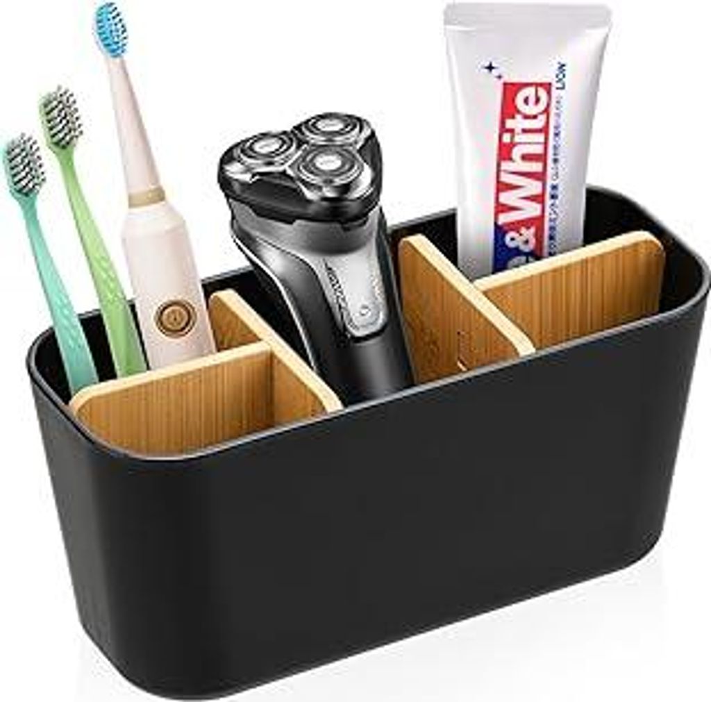 Zahnbürstenhalter Elektrische Zahnbürste Bambus - Electric Toothbrush Holder mit 5 Schlitzen - Zahnbürsten Aufbewahrung - Zahnbürsten Organizer...