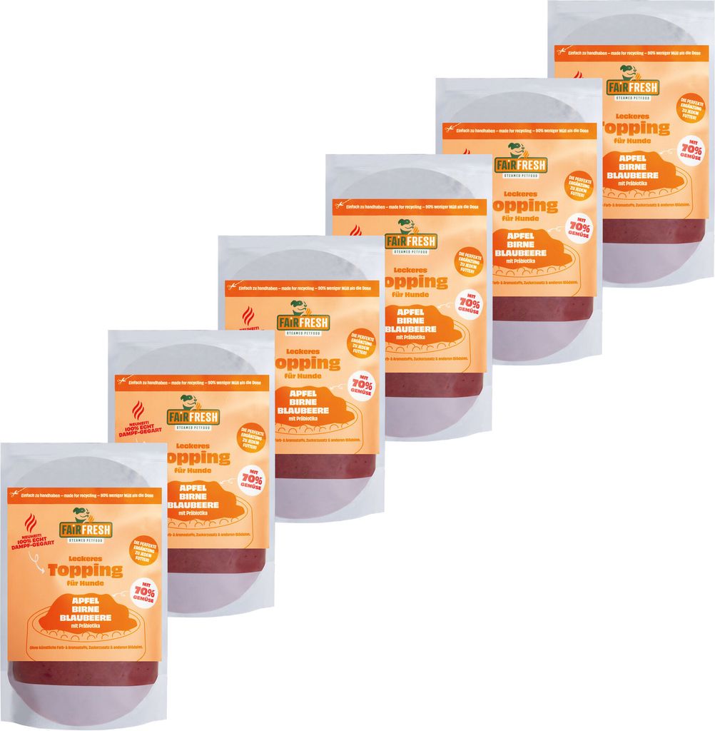 Obst 6 x 200g - Nassfutter - Fair-Fresh Toppings - superleckere Obst-Zubereitungen