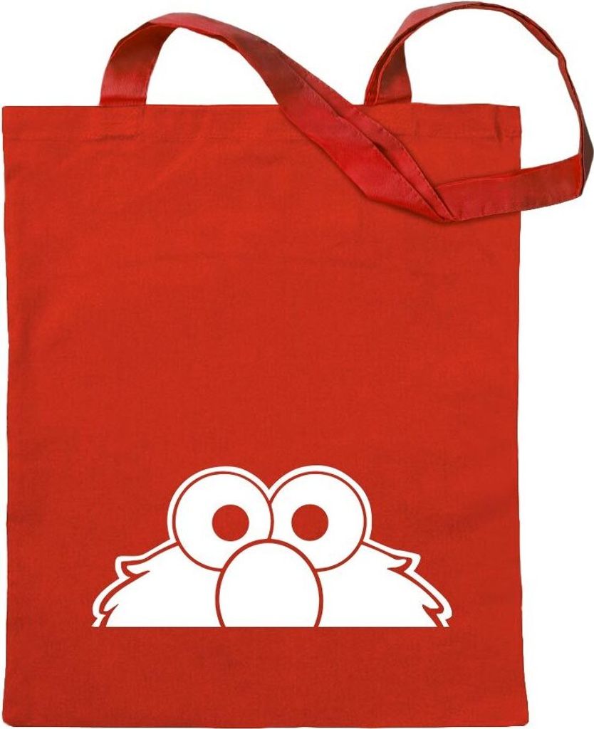 Kiwistar - Baumwolltasche - rot - Elmo - Halber Elmo - Ernie - Bert - Tragetasche Stoffbeutel Umhängetasche Langer Henkel