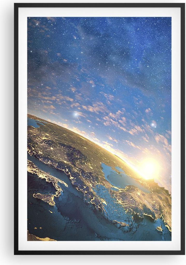 Gerahmtes Poster - Schwarzer Rahmen - Kosmos Erde - 61x91,5 cm - Wand Bild - Wanddeko - Wandbilder - Kunstposter - Wandposter - Bilderrahmen - Bild...