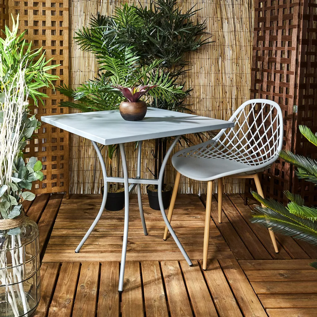 Chaise Extérieur Malaga Gris - Mobilier Empilable Résistant aux Intempéries
