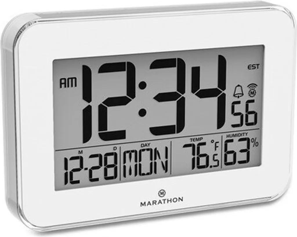 Horloge murale digitale blanche Marathon CL030060WH idéale pour séniors