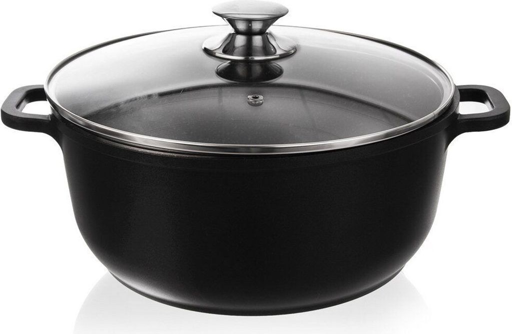 Orion Aluguss Kochtopf Topf mit Glasdeckel GRANIT 28 cm | 7 l Gas Induktion
