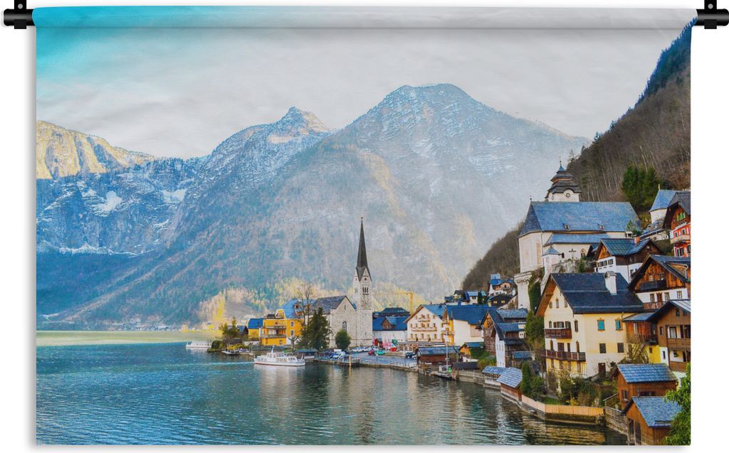 MuchoWow Wandteppich Wandbehang Hallstatt in Österreich 120x80 cm Tapisserie Dekoration Wandtuch - Wanddekorationen - Wandtücher