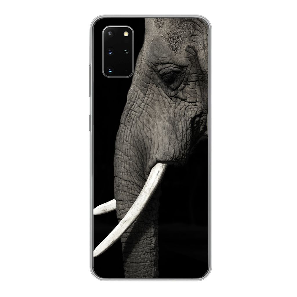 MuchoWow Handyhülle Schutzhülle Hülle für Samsung Galaxy S20 Plus Elefant - Tier - Stoßzahn Silikon Softcase Handy Hülle - Hartschale