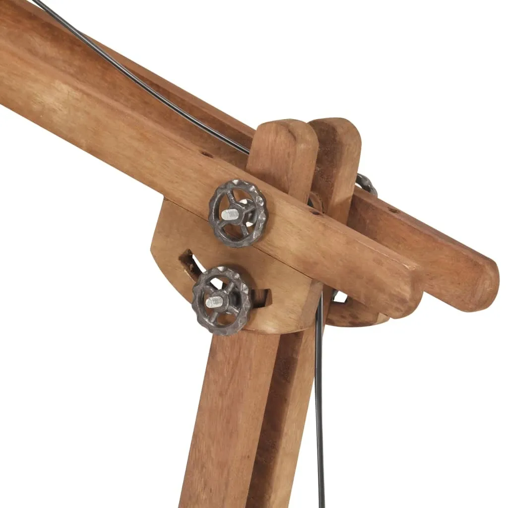 vidaXL Lampada da terra ottone mango legno massiccio E27 - 6