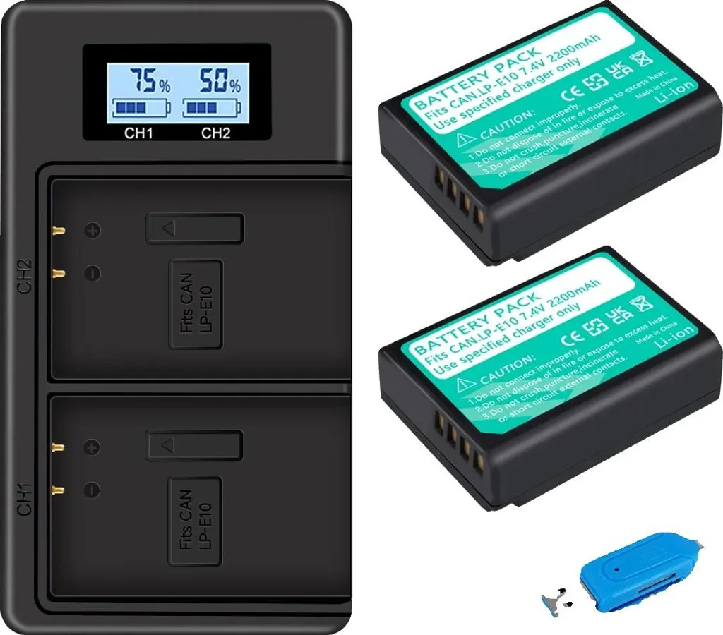 Batterie Fotocamera Sostitutive con Dual Charger - Testate per Durata