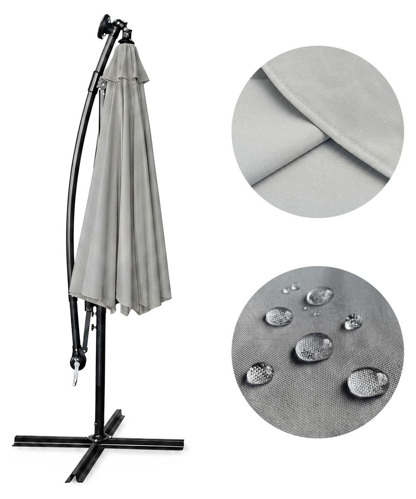 Garten-Sonnenschirm MILIN LED Beleuchtung Hellgrau 12,7 kg Produktbild 