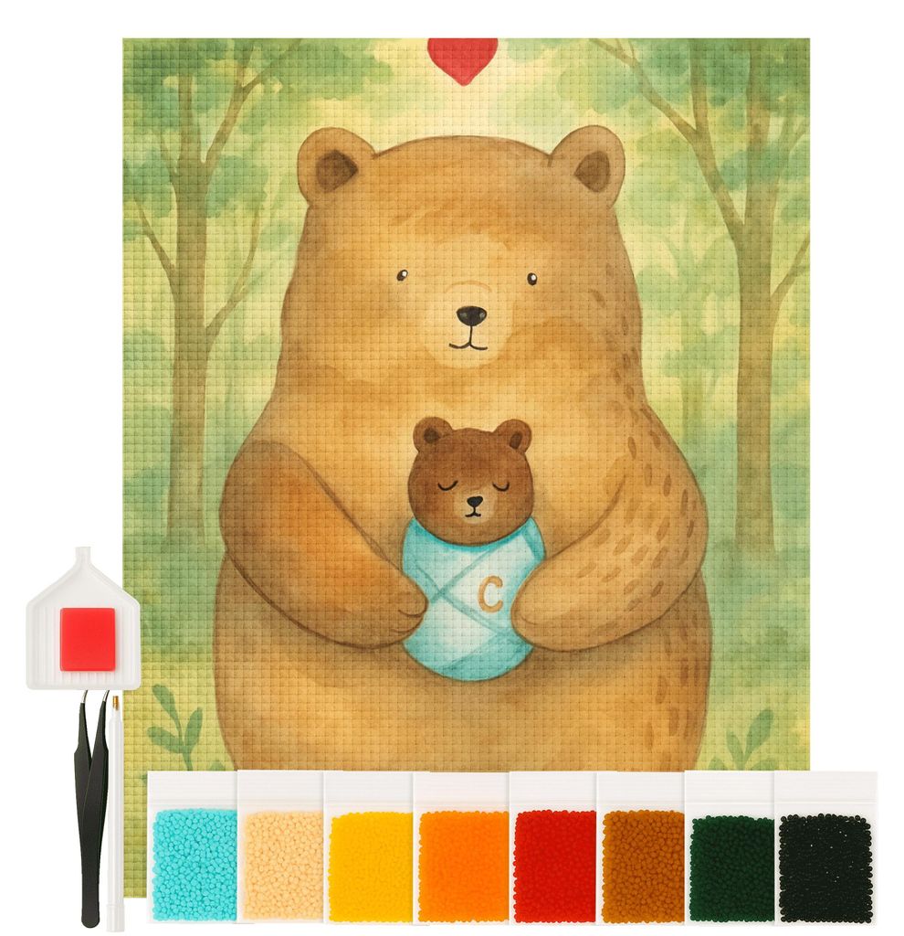 Mr. & Mrs. Panda Diamond Painting Bär Baby Design 40 x 50 cm Ohne Rahmen - Weiß - Geschenk, Teddy, bilder, Diamant Malen, set, Geburtstag, Nichte...