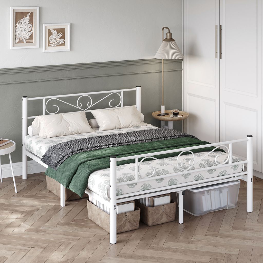 VASAGLE Bettgestell 140 x 190 cm, mit Kopfteil, Metallbett, Produktbild 