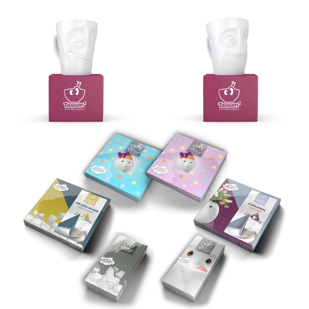 Fiftyeight Henkelbecher-Set 2-tlg. 350 ml + Servietten Nr 011 weiß Kaffeebecher Mug