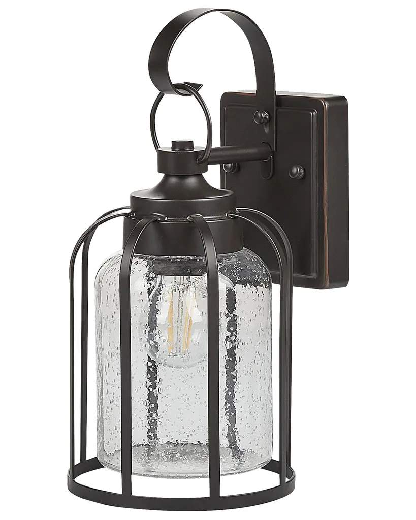 Applique Murale Extérieure Anti-Corrosion Fer Noir 36cm Style Rétro