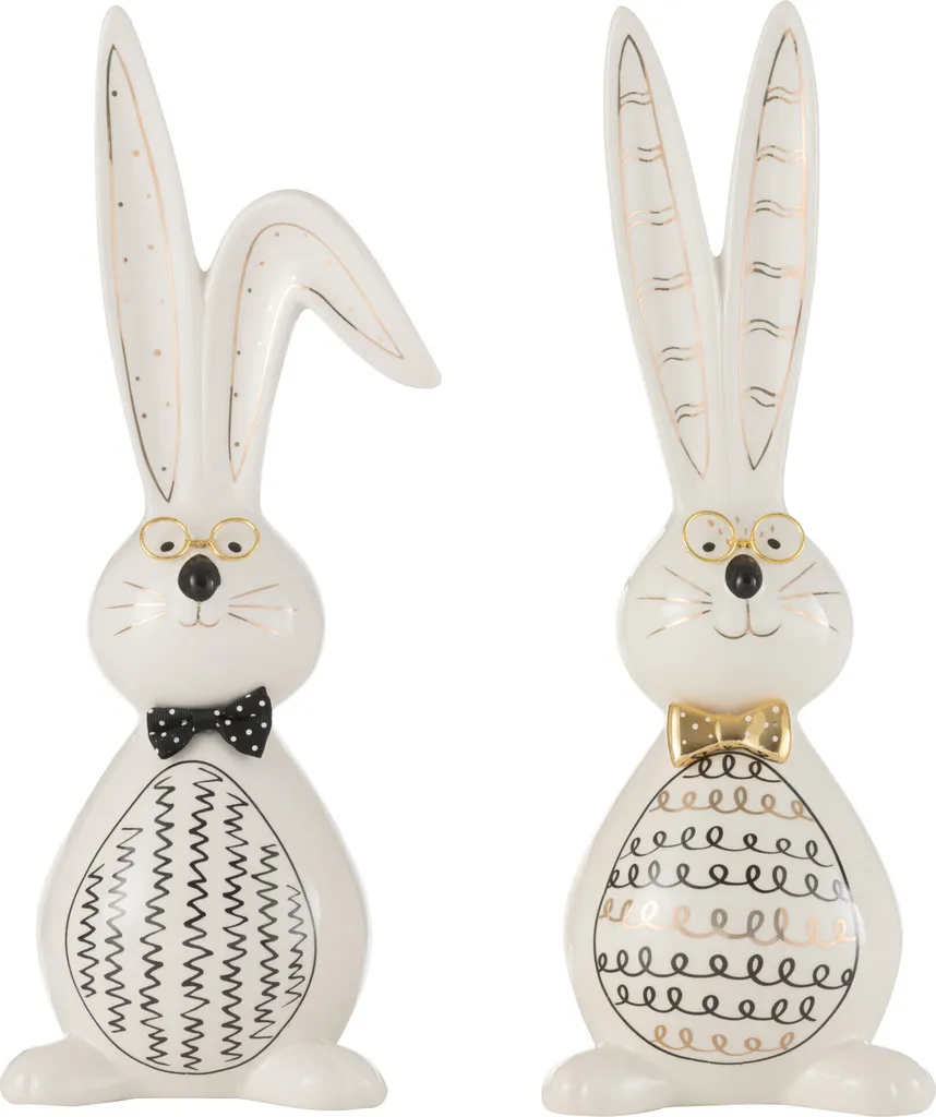 Lapins Robert J-Line en Céramique Mix Large - Duo Décoratif Artisanat