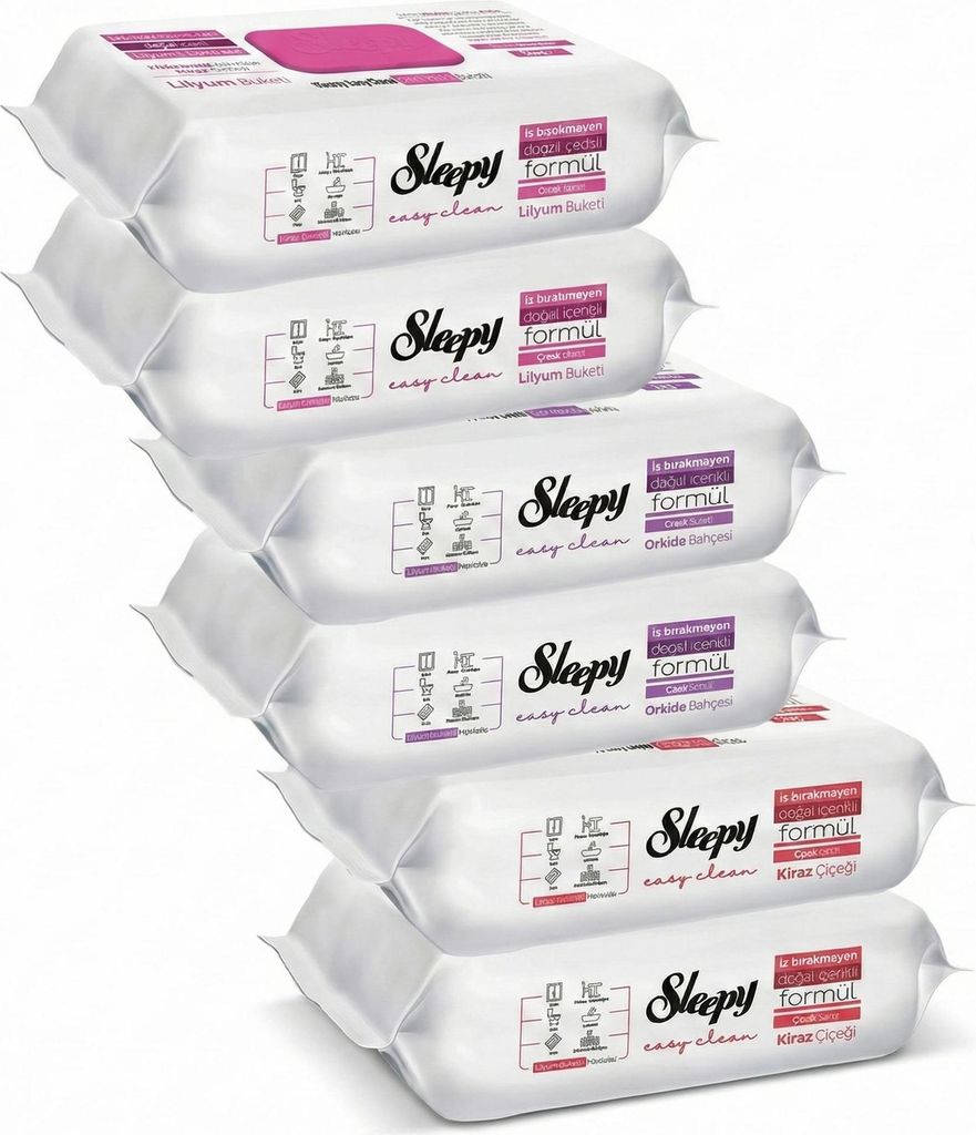 Sleepy Easy Clean Feuchttücher 2x Rot + 2x Pink + 2x Lila Zdjęcie produktu 