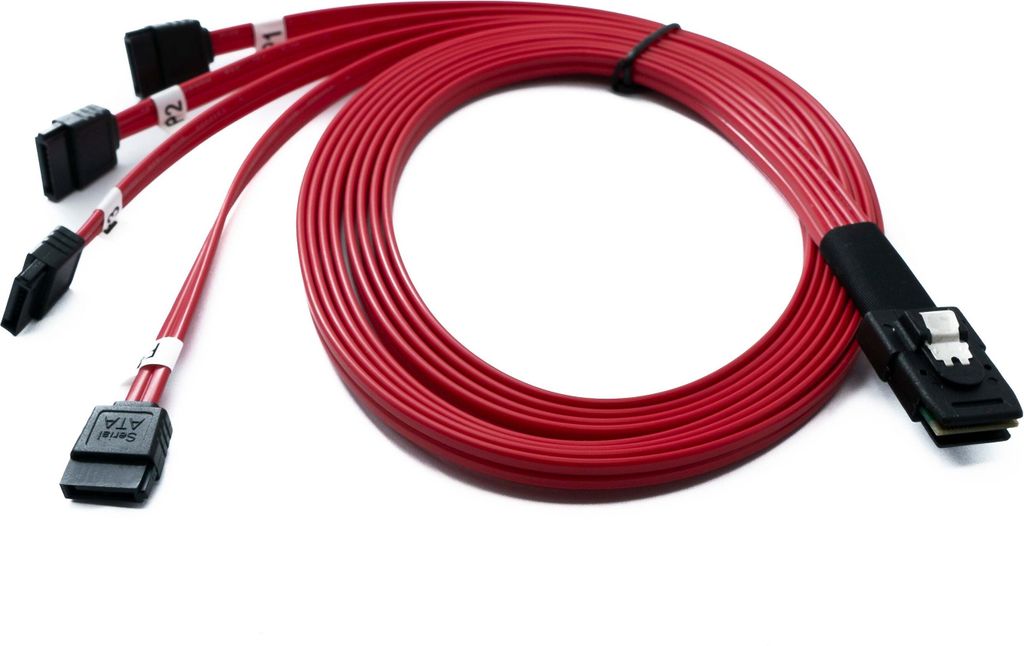 SYSTEM-S SFF-8087 Kabel 100 cm Mini SAS 36 Pin zu 4x SATA 7 Pin für RAID Festplatte Motherboard