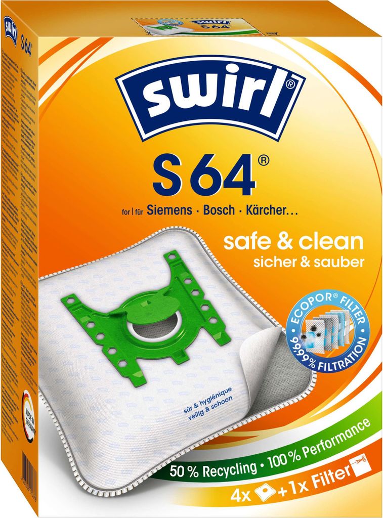 A product package for swirl vacuum cleaner bags.