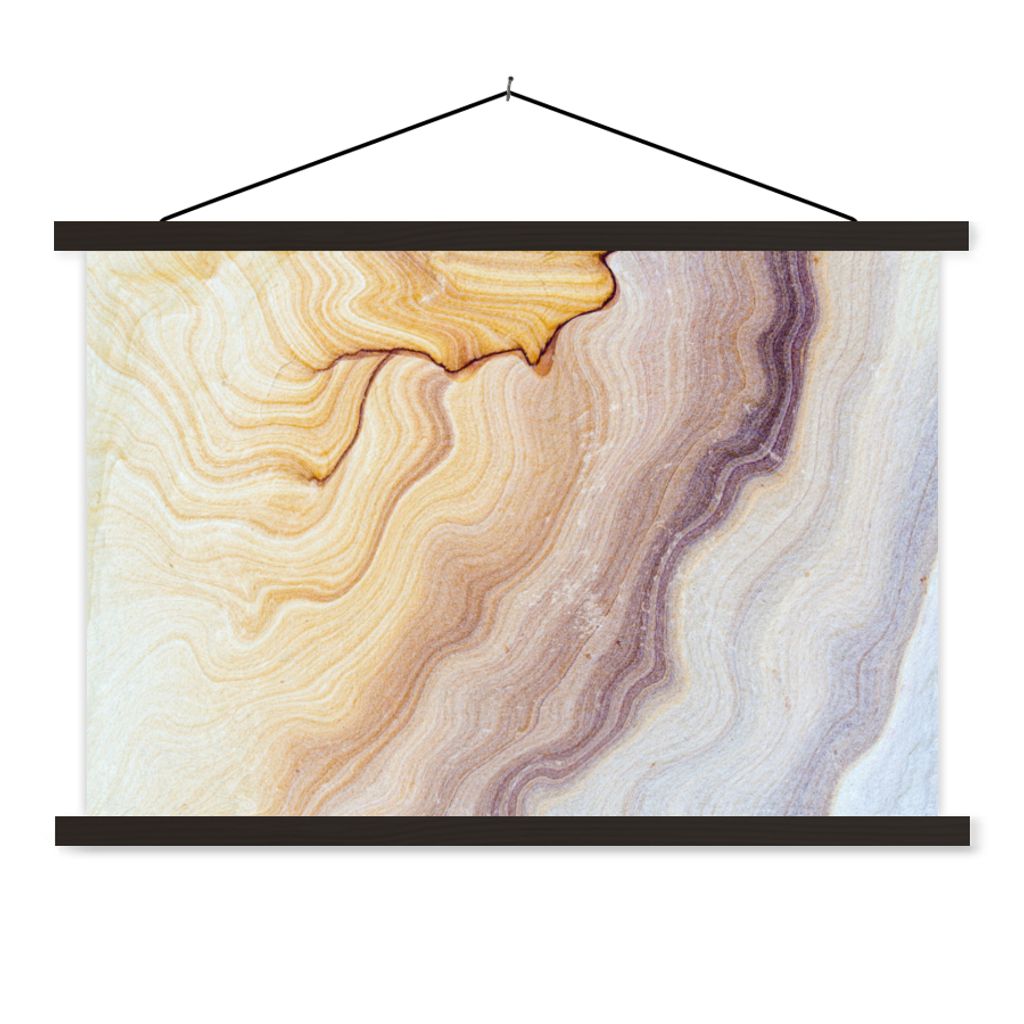MuchoWow Textilposter Marmor - Textur - Sandstein - Gold - Marmoroptik 150x100 cm mit schwarzem Rahmen - Schlafzimmer