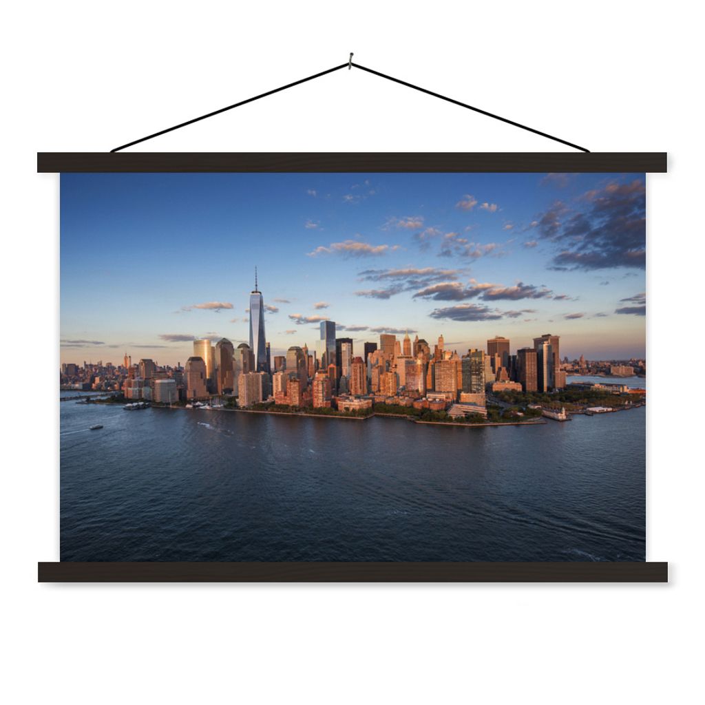MuchoWow Textilposter New York - Skyline - Boot 150x100 cm mit schwarzem Rahmen - Schlafzimmer