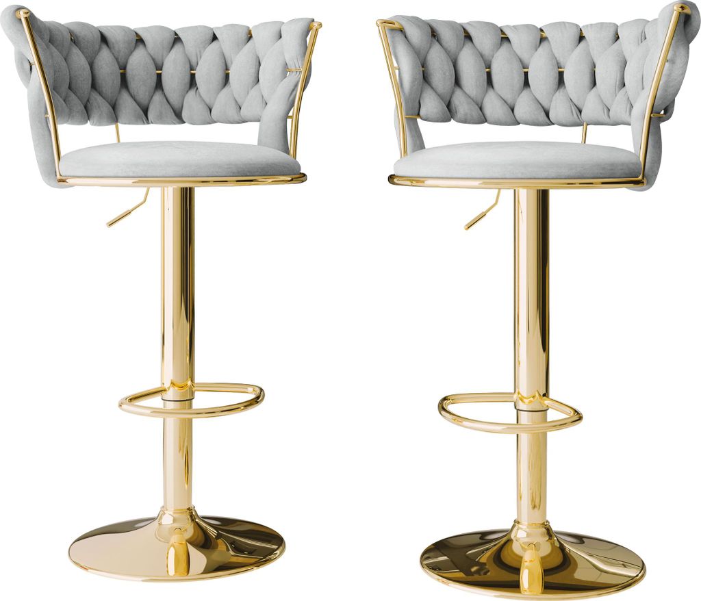 MIRJAN24 Barhocker Muz BS-1141/GL (2er-Set), Wohnzimmer Sitzhocker-Set, Regulierbare Sitzhöhe (Farbe: 82-Grau)